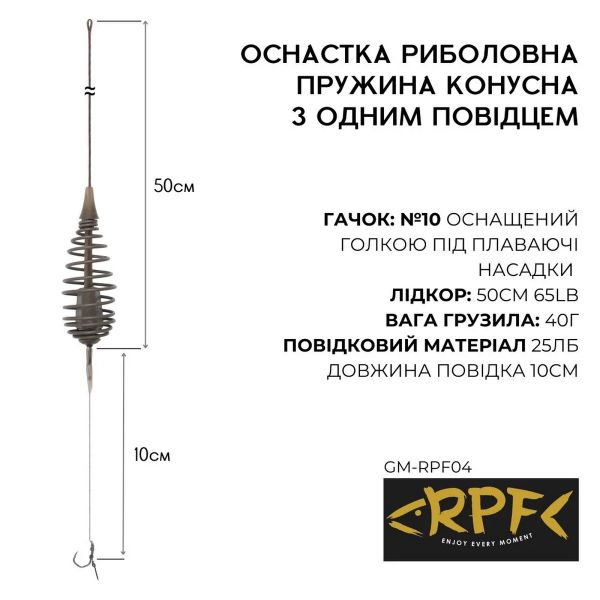 Оснащений Монтаж Пружина Конусна з одним гачком №10 оснащеним голкою gm-rpf04