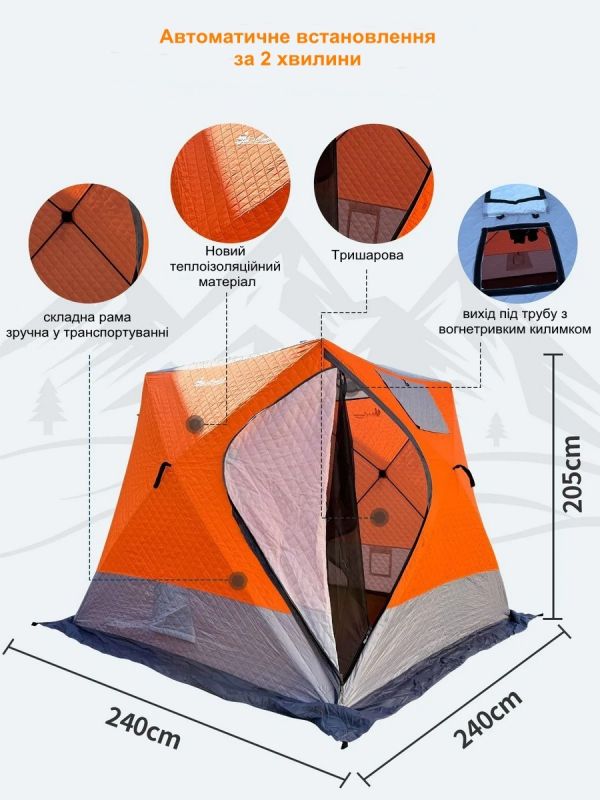 Намет-куб зимовий тришаровий утеплений Mircamping 2017А (Компакт) - 4-х місний