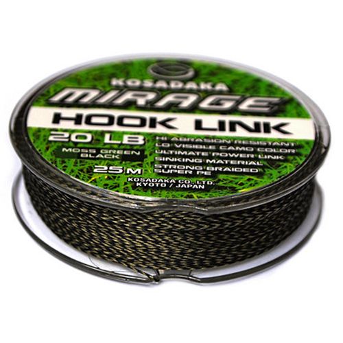 Поводочный материал Kosadaka Mirage Hook Link - Плетеный - Тонущий - Хаки-черный - 25 м
