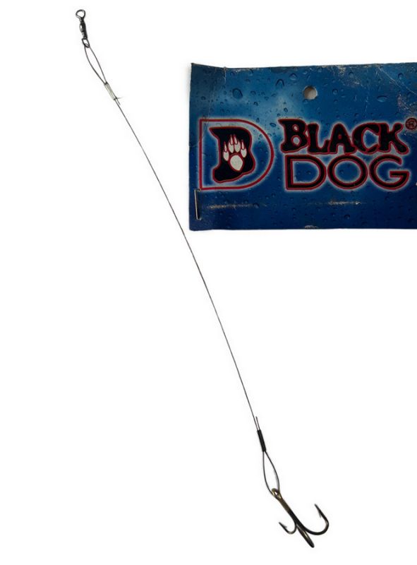 Поводок Black Dog - С тройником и вертлюгом - Сталь - 25 шт/уп