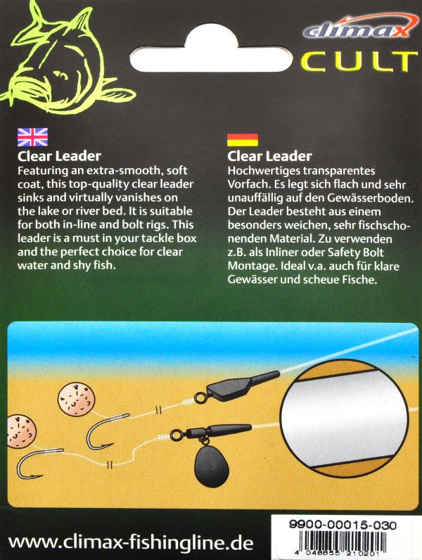 Поводок Climax CULT - Clear Leader - 70 см - Нейлон - 30lb - Clear (Прозрачный)