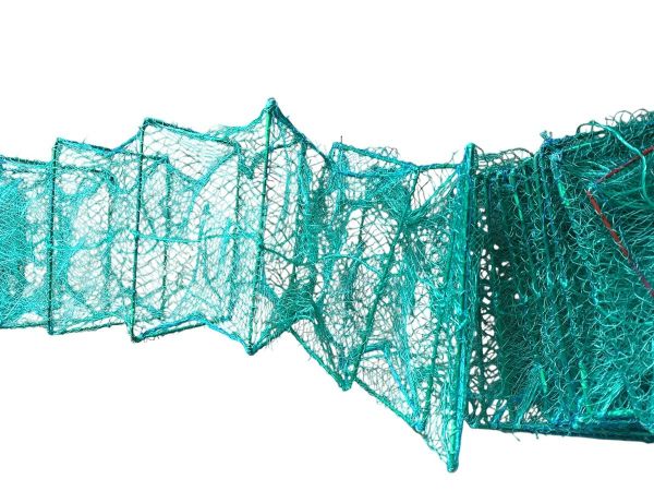 Раколовка - Кордова нитка посилена (15 ниток) - Вічко 20 мм - 21 вхід - 26x38 - Зелена - 8 м