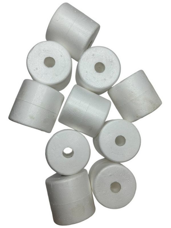 Поплавок для рибальських сіток №21 - Ø75 мм - L 73 мм - Отвір Ø18 мм - Білий