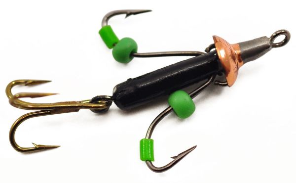 Мормишка Вольфрамова Володимирська "Стрекоза" (2 плаваючих гачка + трійник) м/к - 2 мм - 0.5 г - Арт.61