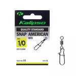 Застібка з вертлюгом Kalipso Snap American with swivel 2011 - 1/0BN - №1/0 - Чорний нікель - 35 кг - Сталь - 6 шт/уп