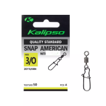 Застібка з вертлюгом Kalipso Snap American with swivel 2011 - 3/0BN - №3/0 - Чорний нікель - 50 кг - Сталь - 4 шт/уп
